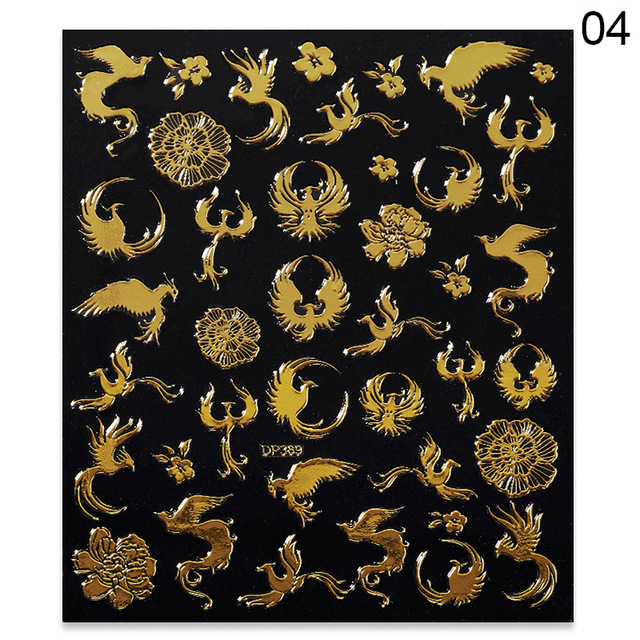 Pcs Gold 3D Nail Stickers Colorful Dragon Phoenix Transfer Sticker Adhensive Slider Decals Nail Art Decorations Manicure Wraps