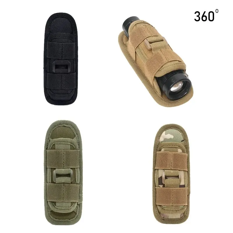 Flashlight Pouch Outdoor Tactical 360 Degrees Rotatable Molle Belt Torch Case Holder Hunting Light Accessories Waist Bag