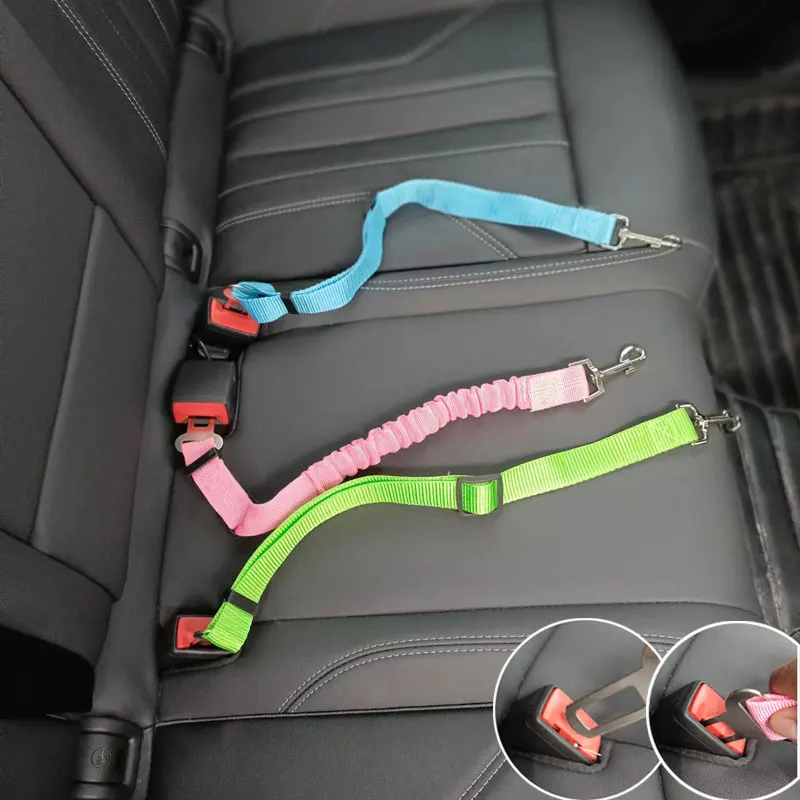 Adjustable pet cat and dog car seat belt pet seat vehicle dog harness traction clip safety bar traction belt access pet seat belt