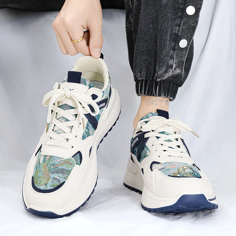 

Men's Shoes 2023 Cross-tied Men's Vulcanize Shoes Fashion Sewing Hot Sale Round Toe Breathable Anti-slip Outdoor Casual Shoes