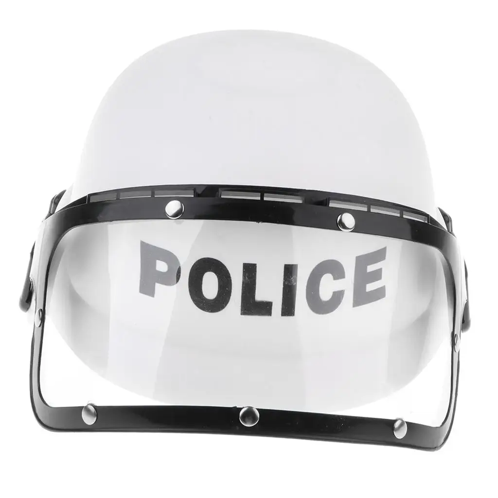 Kids Police Riot Helmet Cop Motorcycle Visor Hat Fancy Dress