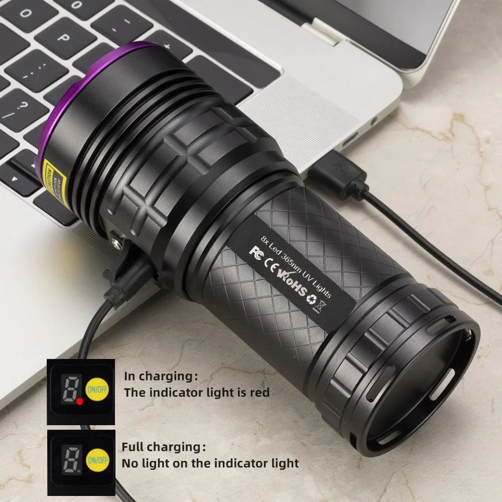 Description Picture 6 of itemAlonefire Power Ultraviolet Flashlight 365nm UV 160W Rechargeable Torch Light for Curing Money Ore Scorpion Fluorescent Detector