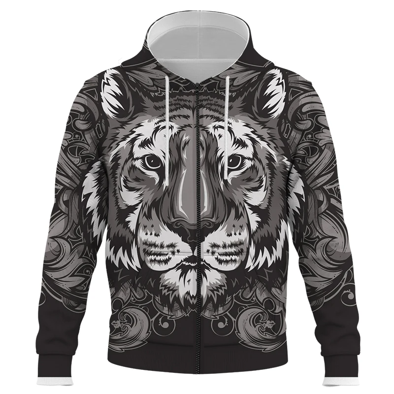 

animal tiger pattern 3D zipper Hoodie/sweatshirt Men And Women New Fashion Hooded Winter And Autumn Long-sleeved Streetwear