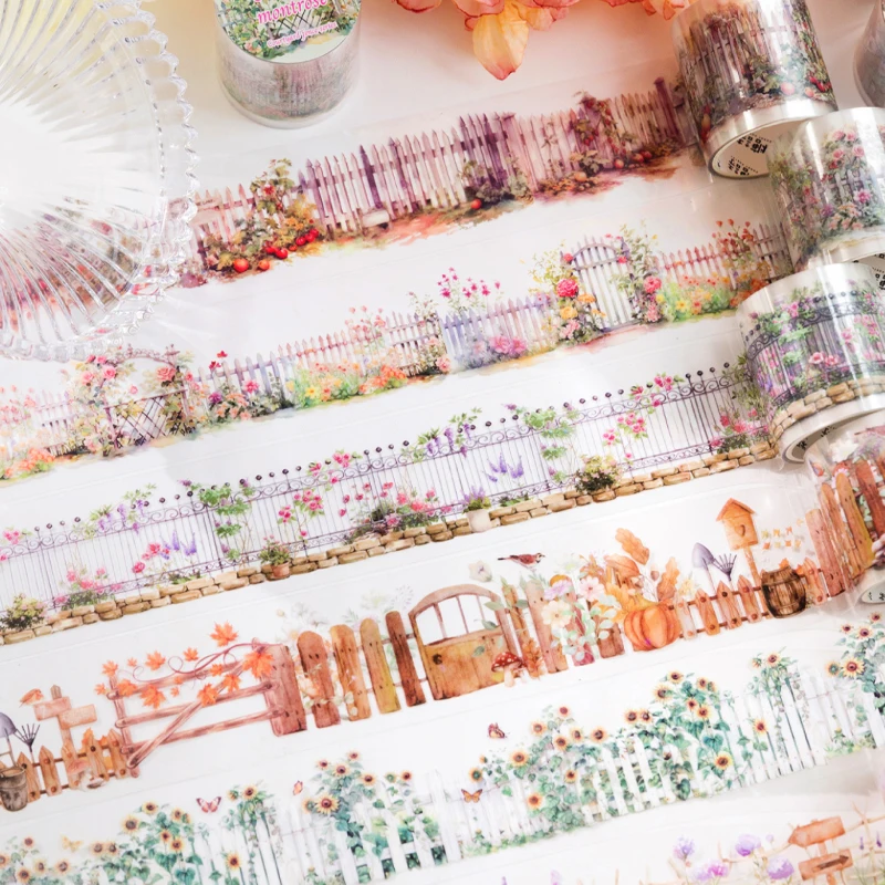 Mr Paper, 3 rolls/bag White Ink Tape - Patio Fence Series Tape Set washi tape set colourful stationery supplies 2