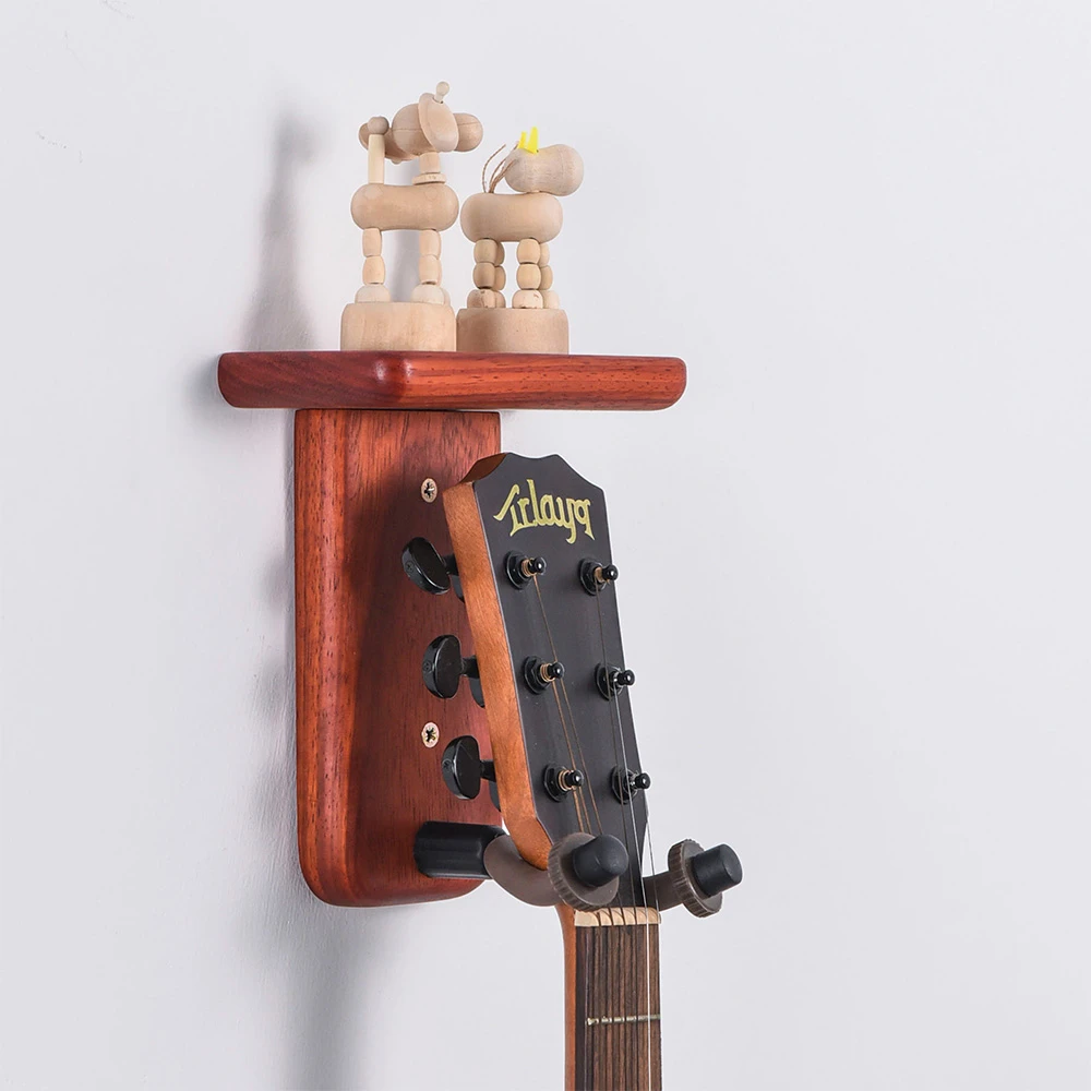 Colgador de guitarra de montaje en pared con estante, de selección de madera maciza para guitarra acústica eléctrica o bajo, ukelele Banjo| | - AliExpress