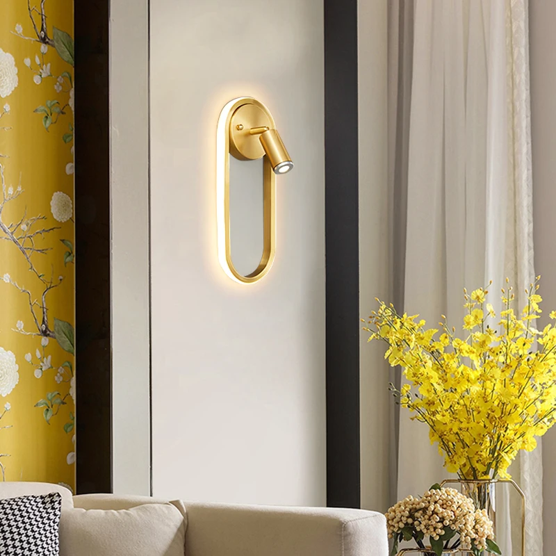 Nordic Copper Oval Wall Light with spotlight 2 Nordic Copper Oval Wall Light with spotlight 2