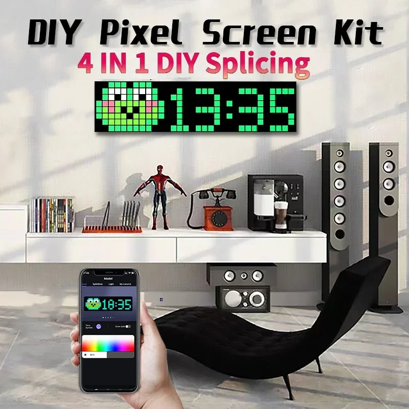 Fai Da Te 4 In 1 Smart Led Matrix Pixel Panel Lamp Rgb Modello Multilingue Graffiti Scrolling Testo Display Luci Schermo Di Controllo App