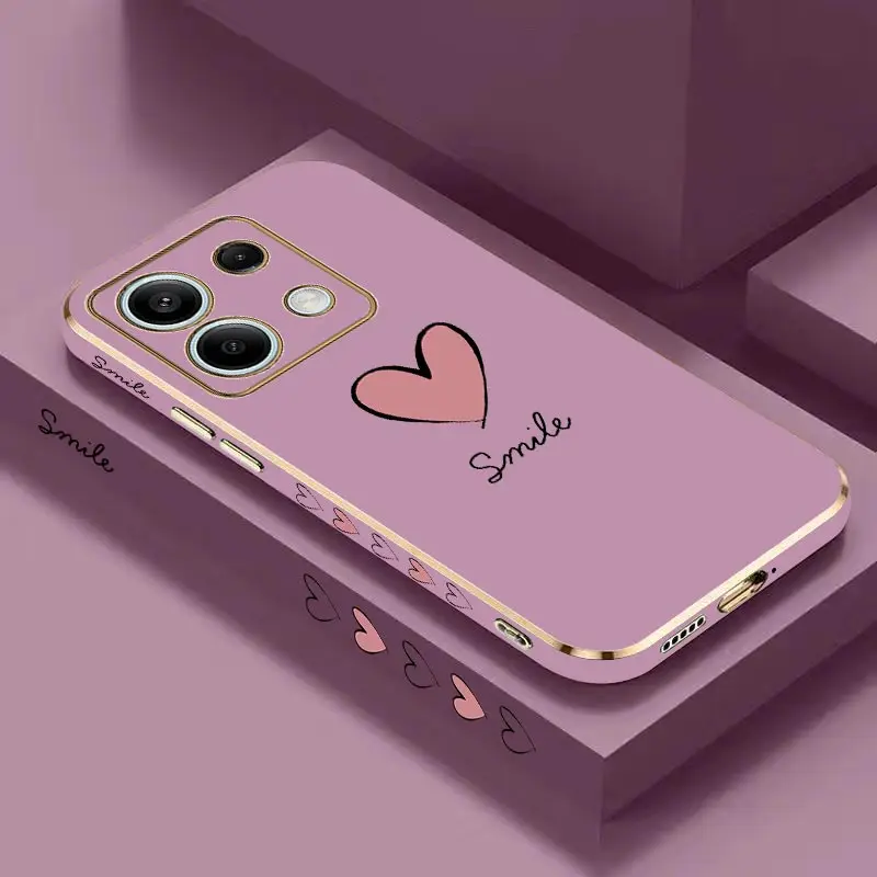 Luxurious Big Red Heart Plating Phone Case Cover