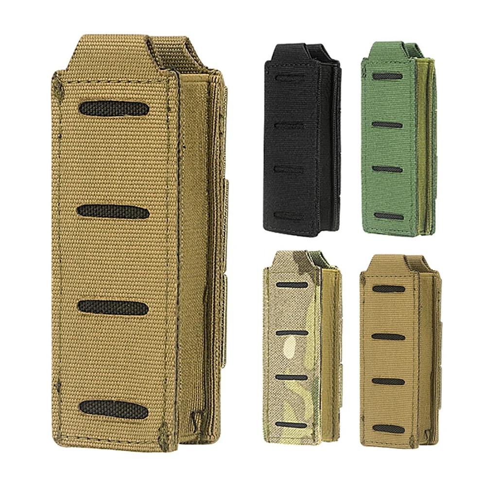 

9mm Tactical Molle Single Pistol Mag Pouch Open Top Elastic Magazine Holder Tool Pouch Flashlight Holster Hunting Tools Holder