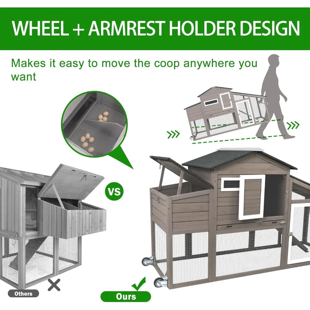 NickChen Wooden Chicken Coop with Run 3