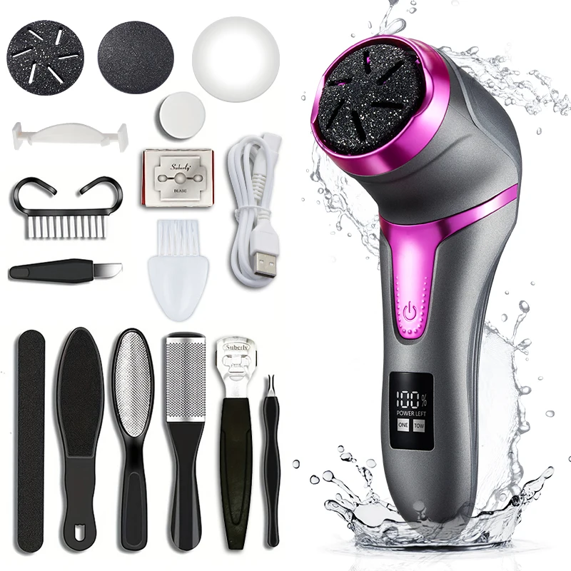 Electric foot grinder with chip vacuum cleaner, foot file with LED, professional 2-speed foot care kit, ten piece foot care kit BEST SELLERS