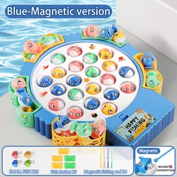 Musical Rotating Fishing Game Plate - Engaging Hand - Eye Coordination Toy (25Fish - Blue - Magnetic)
