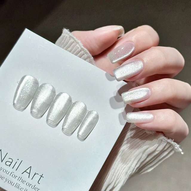 1pc 10ml Holographic Glitter Mirror Porcelain White Cat Eye Gel Polish Magnetic Galactic Effect Gel Nail Polish Soak Off UV LED 2