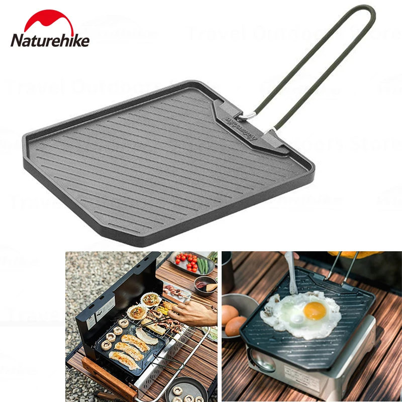 

Naturehike наружная антипригарная сковорода для пикника литая алюминиевая посуда для кемпинга тарелка для барбекю со складной ручкой легкая чистка