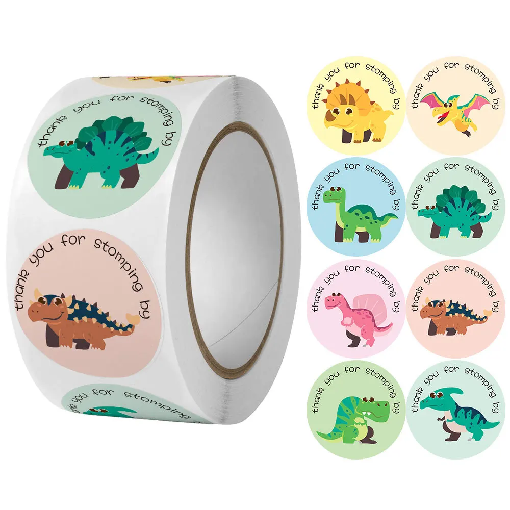 Pegatinas De Dinosaurios Para Niños - 2 Rollos, 500 Pegatinas Por Rollo, 2.5 Cm, Ideales Para Recompensas Y Decoración