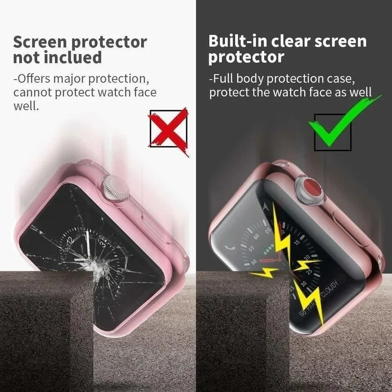 Full Cover Watch Case For Apple Watch Series 8 7 6 5 4 3 2 SE Silicone Clear Case Screen Protector iWatch 38 40 41MM 42 44 45MM apple watch screen protector case apple watch screen protector watch screen protector case watch cover watch protective case watch case watch protective cover apple watch case tpu protective case watch screen protector