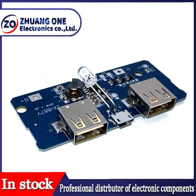 2x Modulo Boost 3.7V A 5V 2A Con Doppia USB E Indicatore LED. Carica Battery 18650. Circuito Di Ricarica Con Protezioni Integrate Per Progetti Elettronici.