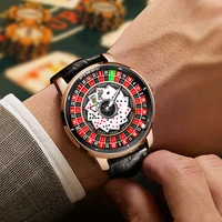 PINDU Designs New NH35A Rotary Roulette Mechanical Watch Men's Diamond Surface Waterproof Leather Men's Watch Montre Homme P6626 2