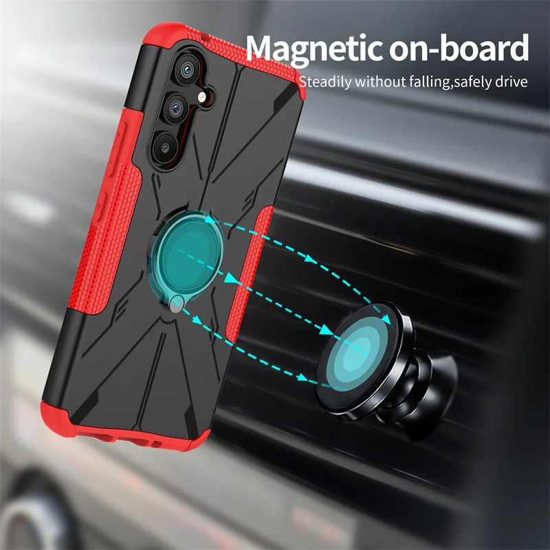 Funda Per Samsung Galaxy A34 A 34 A54 A 54 A14 5G Cover Hybrid Hard Anti Drop Metal Ring Standing Protect Custodia Per Cellulare