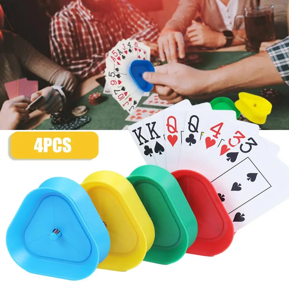 Card Holders 4pcs Card Game Holder Hands-Free Playing Card Holder Board Triangle Shaped Poker Rack Plastic for Seniors Children Adults