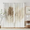 2pcs, Curtain Cloth Spring Curtains&Drapes Brown Palm Polyester (without rod) Decorations For Home Use for Bedroom Living Room 2