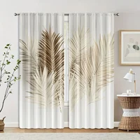2pcs, Curtain Cloth Spring Curtains&Drapes Brown Palm Polyester (without rod) Decorations For Home Use for Bedroom Living Room 2