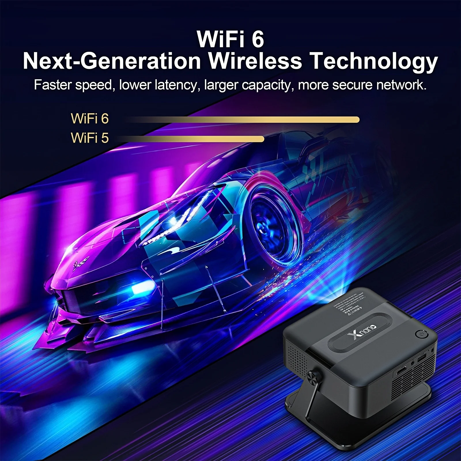 XNANO 미니 프로젝터 안드로이드 11, Wi-Fi 6, BT 5.0, 네이티브 720p, 4K 지원, 휴대용, 초경량 홈 시네마 프로젝터