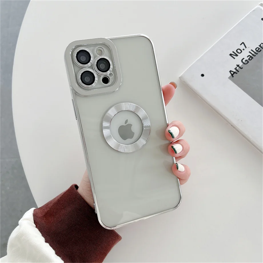 Luxury Clear Plating Case For iPhone 13 Pro Max Silicone Cover iPhone 11 12 Pro XR X SE 3 Camera Lens Protectors Cases With Logo iphone 7 cardholder cases