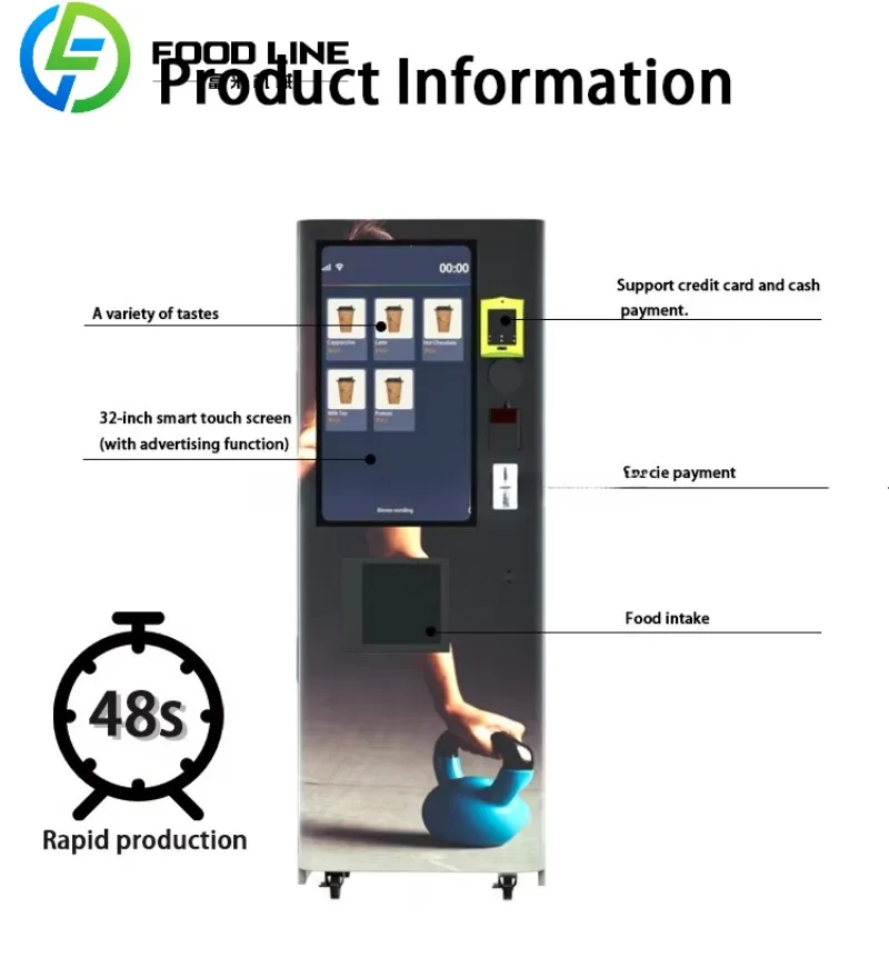 Automatic Fitness Vending Machine Touch Screen Protein Shake Smoothie Dispenser Healthy Drink Solution