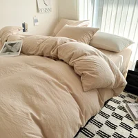 Ensemble de literie en coton massif, linge de lit avec drap, housse de couette, taies d'oreiller, drap de lit pour Couple, King, Queen, Double, taille 4