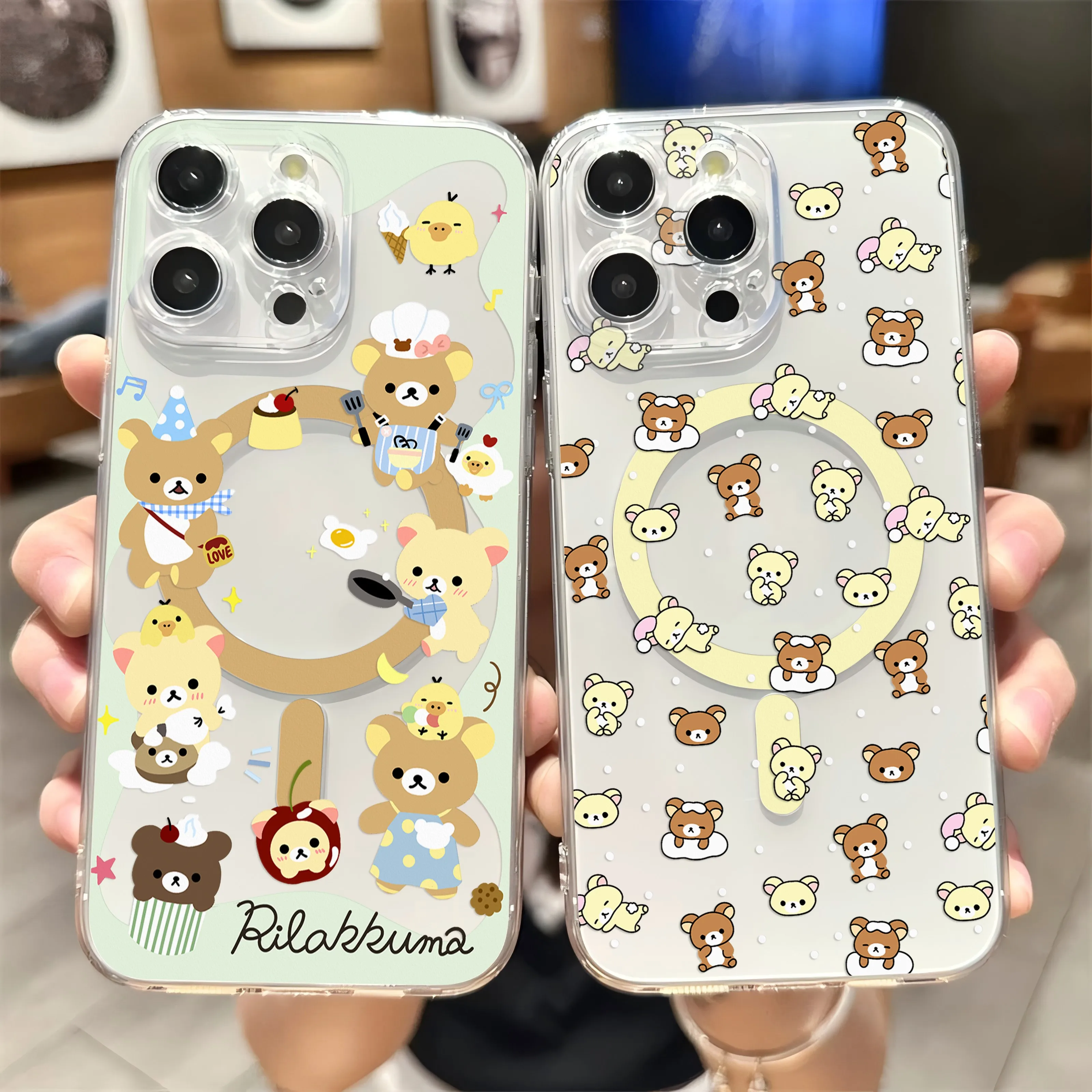 Rilakkuma Bear Magsafe Magnetic Clear Phone Case - Soft TPU Cover