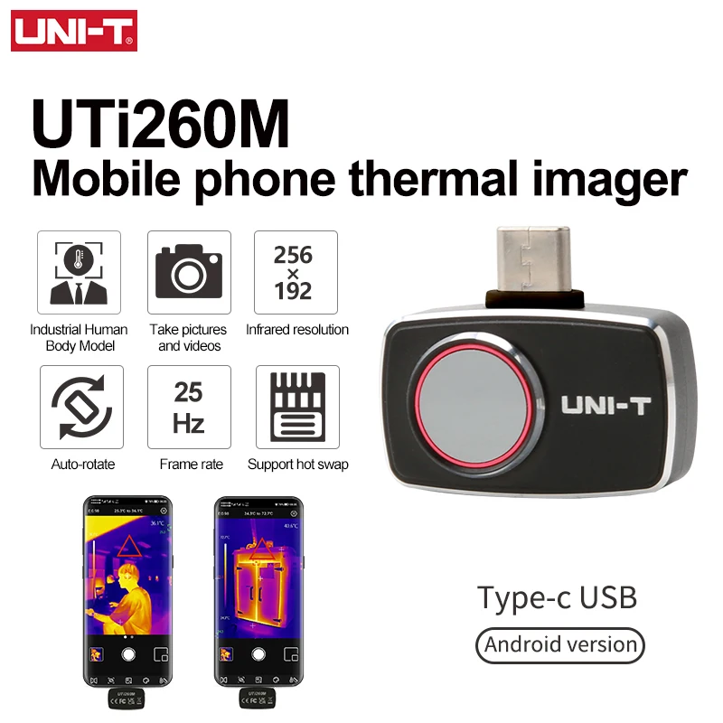 Téléphone Thermomètre USB numérique intelligent compteur de mesure de température sans contact Fahrenheit Celsius infrarouge éclair avec précision 