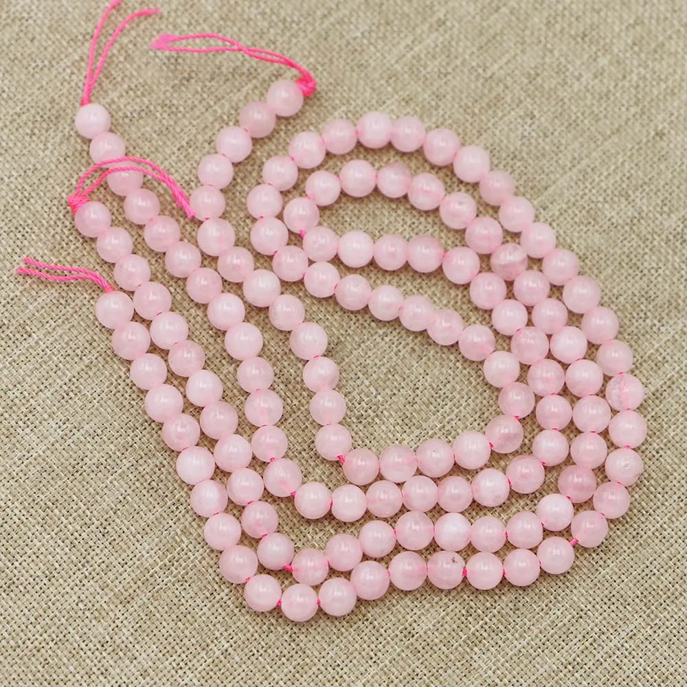 6MM Natural Stone Pink Rose Quartzs Round Loose Spacer Beads Jewelry Making DIY Charms Bracelets Necklace Accessories Wholesale