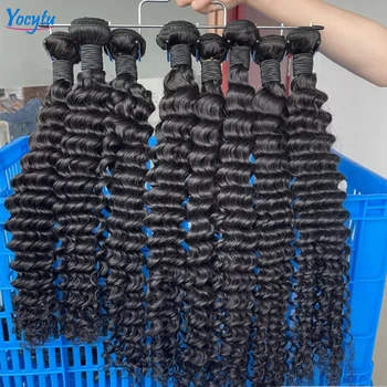Fasci di capelli umani a onda profonda 24 24 fasci da 24 pollici capelli umani al 100% YOCYTU fasci brasiliani capelli grezzi capelli umani al 100% per le donne