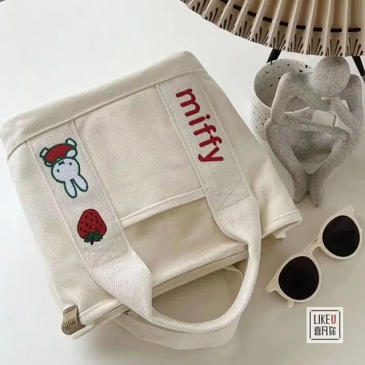 Miffy Strawberry Picnic Bag Hand Canvas Bag Mom Hand Bag Bento Bag Cute  Girl Canvas Tote Bag Anime Kawaii Gift - AliExpress