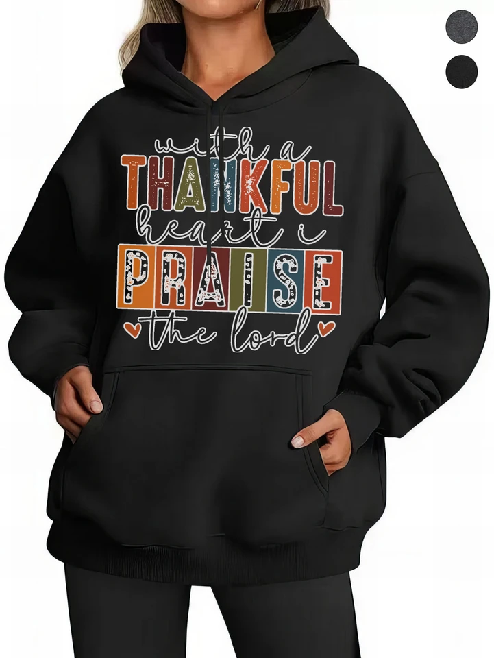 Thanksgiving Christian Hoodies for Women Cotton Fit