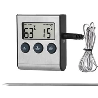 Digital BBQ Thermometer Probe Temperature Cooking Oven Meter Grill Timer Function New Meat Kitchen Food Stainless Steel 1