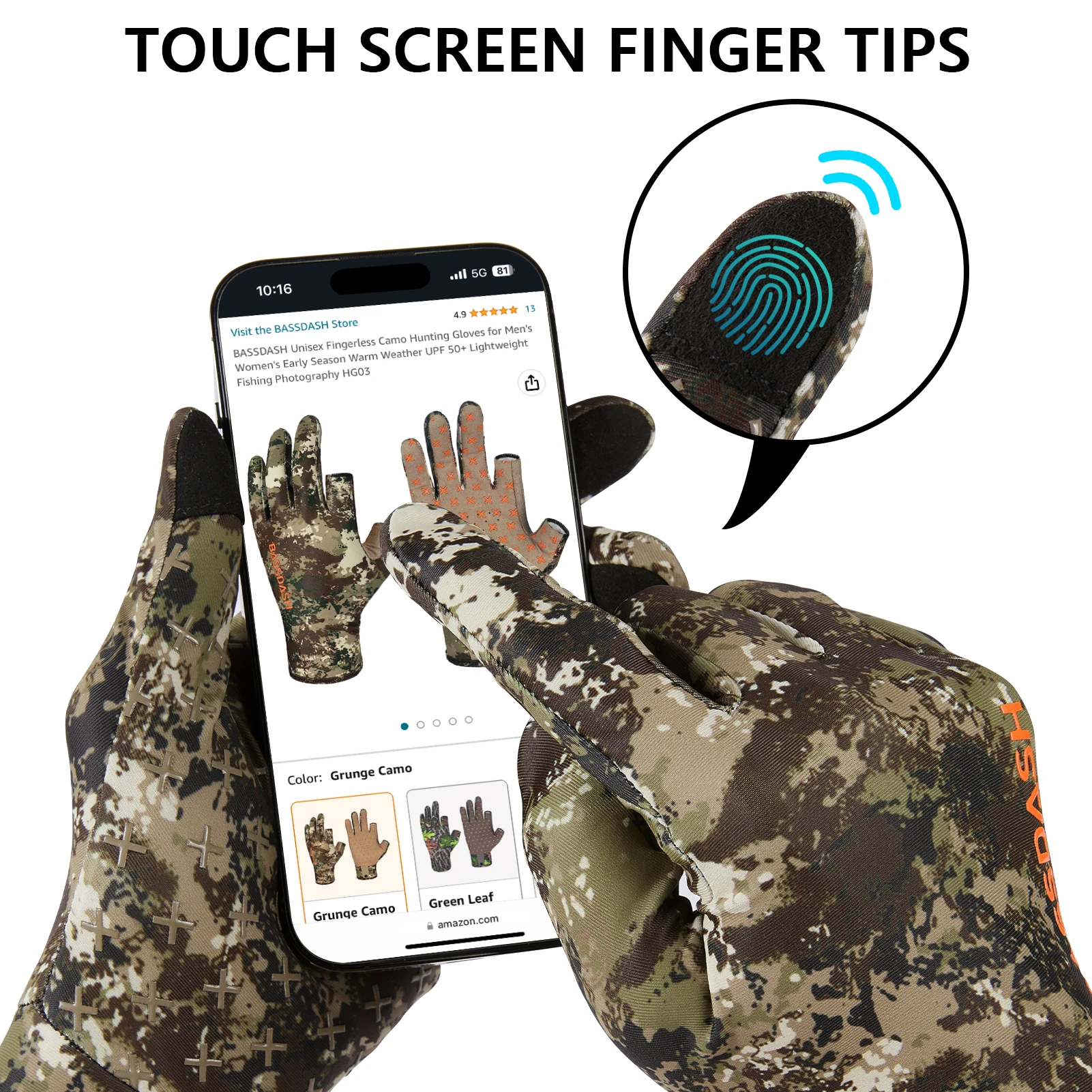 Men's Hunting Gloves HG05 sports gloves tactical gloves Lightweight UPF 50+ Camo