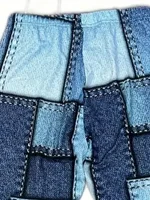 Plus-size Women's Fashion High-waisted Leggings Casual Imitation Denim Plaid Elastic Printed Leggings Casual Foot Pants - Image 5