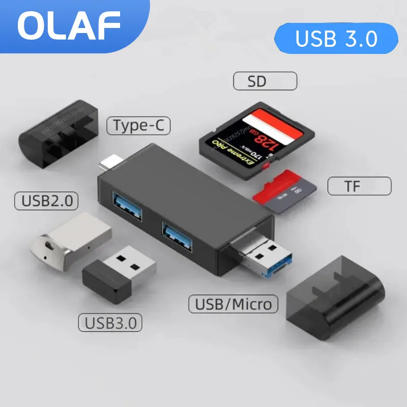 USB 3.0 Type C/Type A,USB 2.0 Micro B Card Reader OTG Adapter for SD NM  Micro SD