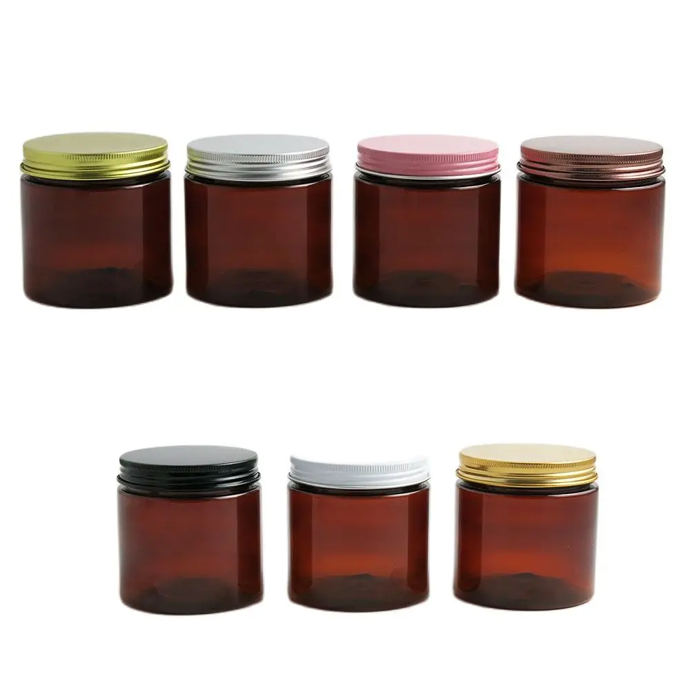 

High Quality 30pcs Empty 200ml 200cc Big PET Cream Jar Pot Amber Brown Plastic Body Lotion Storage Packaging Container Bottle