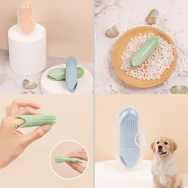 1Pcs Dog Tooth Cleaning Brush Double Sided Cat Toothbrush Whitening Dog Cat Silicone Soft for Puppy Doggie &Kitten Dental Care