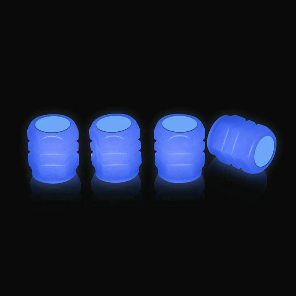 

8Pcs Car Tire Fluorescent Luminous Tire Valve Stem Cap Luminous Valve Blue Universal Car Accessories High Quality