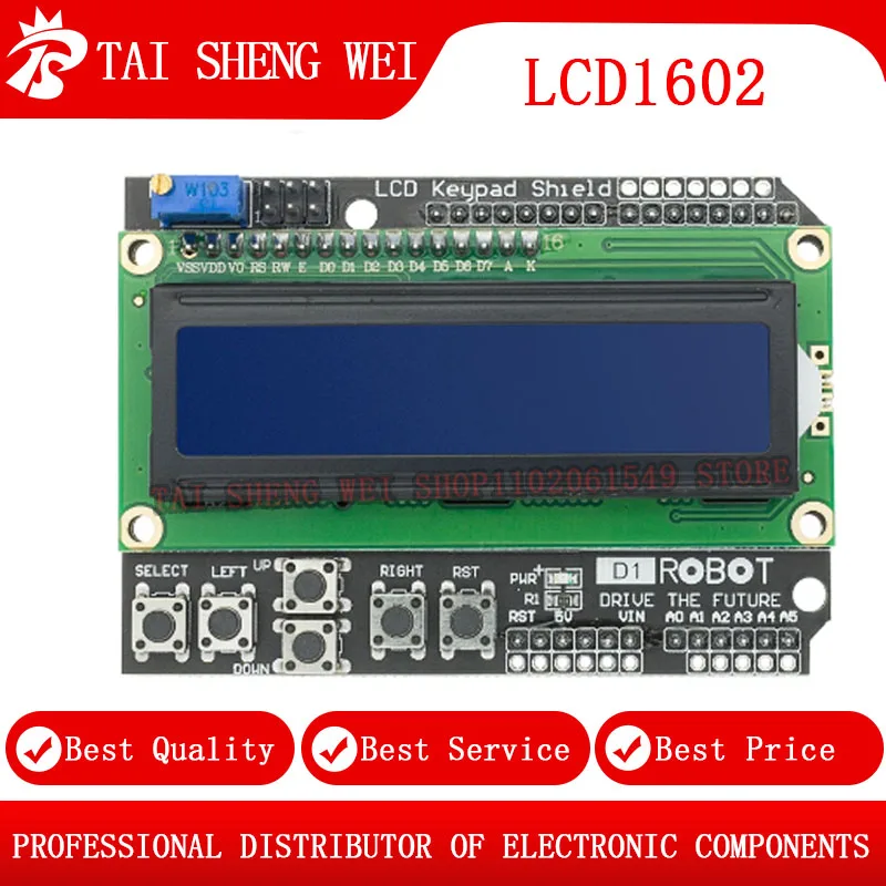 1PCS, LCD Keypad Shield LCD1602 LCD 1602 Module Display blue screen For Arduino UNO R3