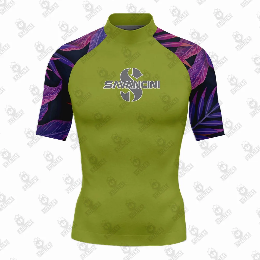 Savancin Men's Short Sleeve Surfing Tight Swimwear UV Protection Water Sports Swimming Floatsuit Diving Tops Boxing T-shirt