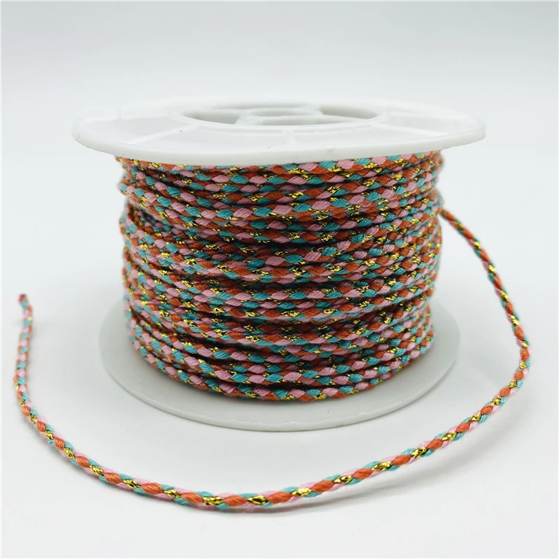 Cotton Cord 5yards/Lot 2.5mm Gold Line Cotton Cord Rope Chinese Knot Macrame Cord Rope For Jewelry Making For Shamballa Bracelet