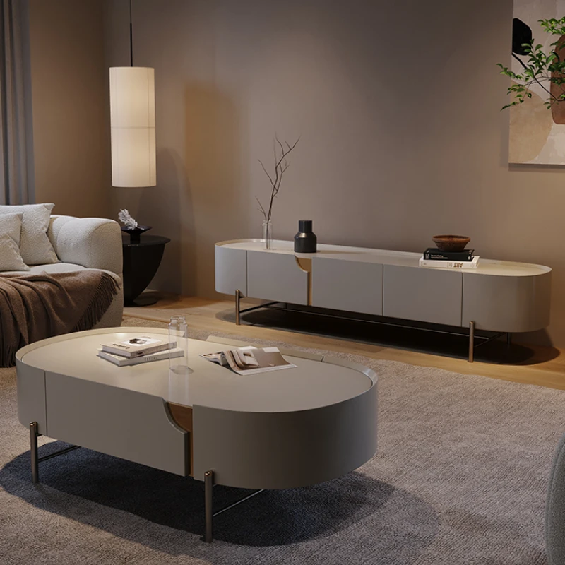 

Italian minimalist coffee table Nordic luxury living room piano paint storage TV cabinet
