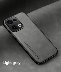Luxury Leather Ultra Thin Magnetic Protection Phone Case - Shockproof Cover for OPPO Reno 13 Pro (Light Gray)