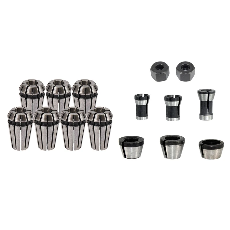 7Pcs 1-7Mm ER11 Collet Chuck Tool Bits Holder Spring Collet With 8 Pcs Router Collet Set Chuck Heads Adapter wood router table Woodworking Machinery