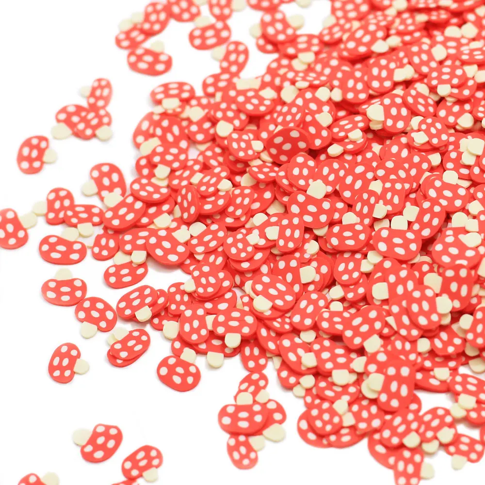 5mm Red Mushroom Slices Polymer Clay Sprinkles DIY Crafts Making Slime Filler Nail Arts Decoration